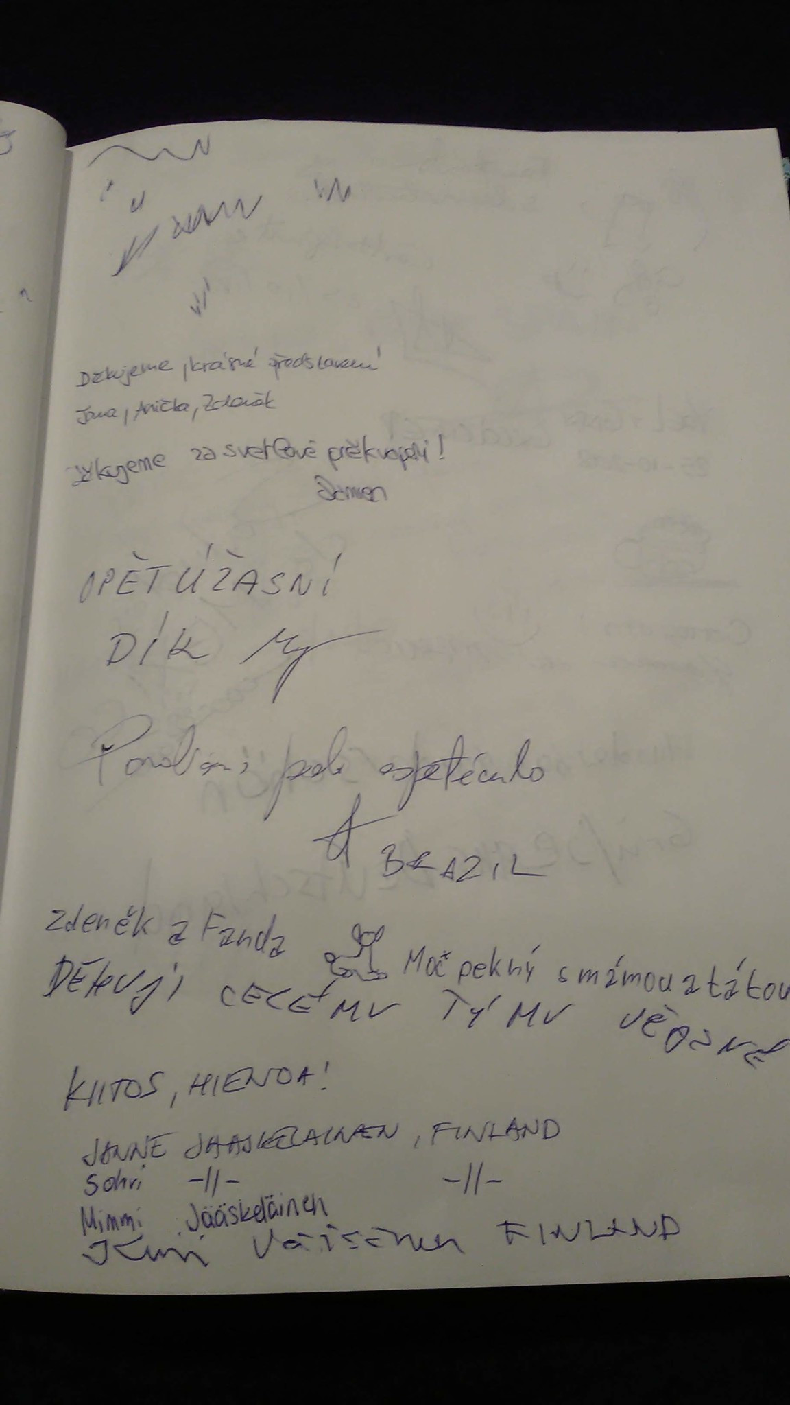 Black light theatre guestbook